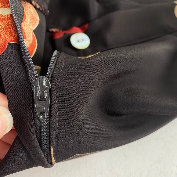 Vintage 90s Espresso Brown Cottage Floral A Line Midi Skirt Sz Small - Picture 5 of 8